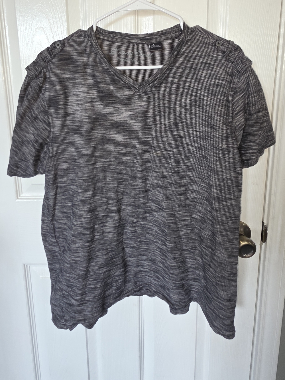 Men's Charcoal Space-Dye V-Neck Short Sleeve Tee